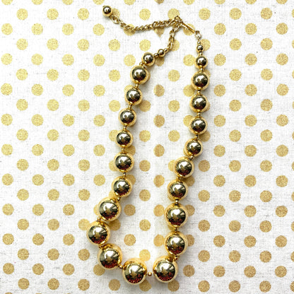 VINTAGE Gold Tone Ball Chunky Necklace