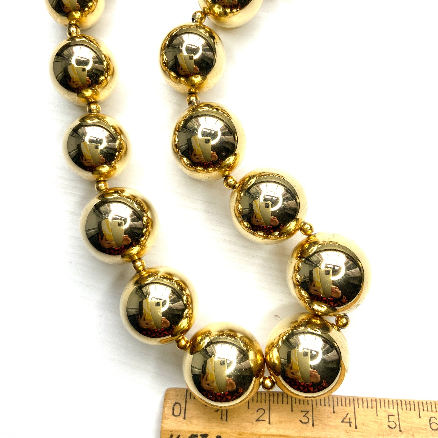 VINTAGE Gold Tone Ball Chunky Necklace