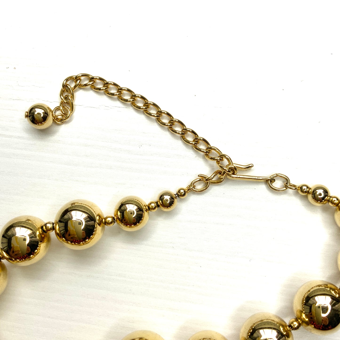 VINTAGE Gold Tone Ball Chunky Necklace