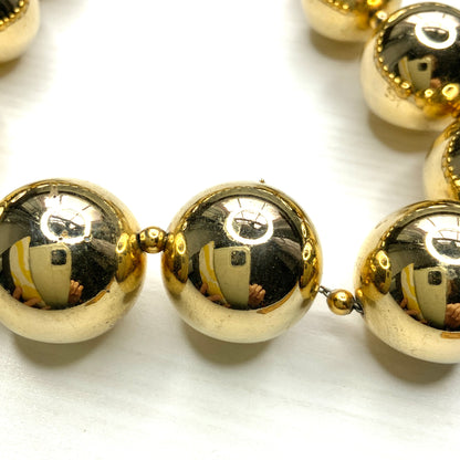 VINTAGE Gold Tone Ball Chunky Necklace