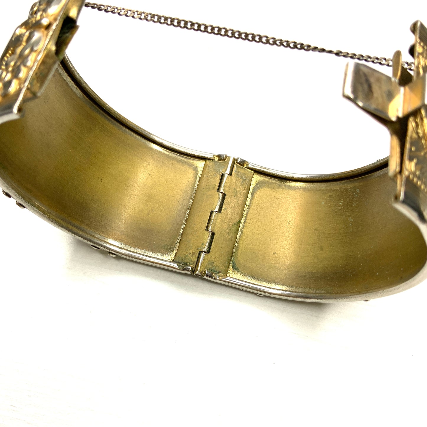 VINTAGE Gold Tone Repousse Wide Bangle