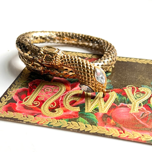 VINTAGE 1970-80's Gold Tone Mesh Metal Snake Bangle