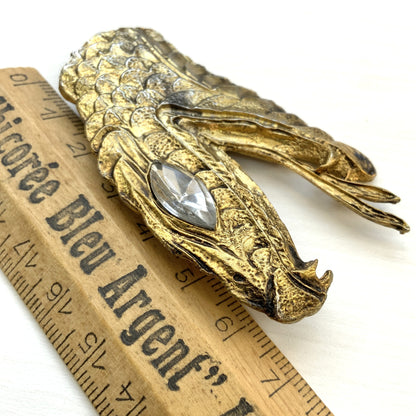 VINTAGE Gold Tone Snake Head Brooch