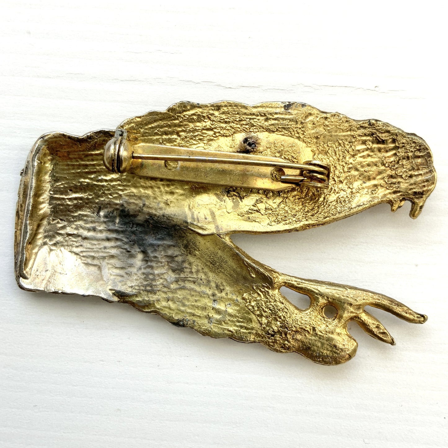 VINTAGE Gold Tone Snake Head Brooch