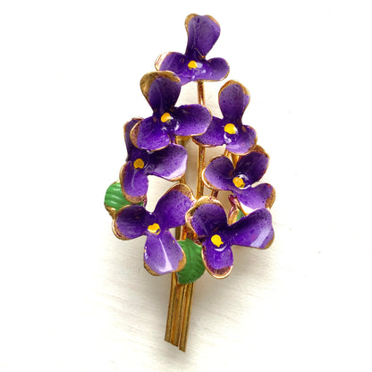 VINTAGE 1930s Enamel Violet Brooch