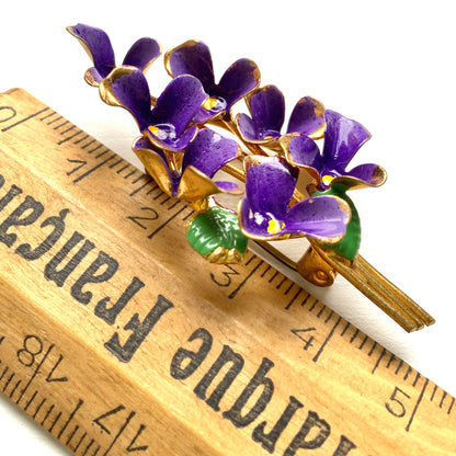 VINTAGE 1930s Enamel Violet Brooch