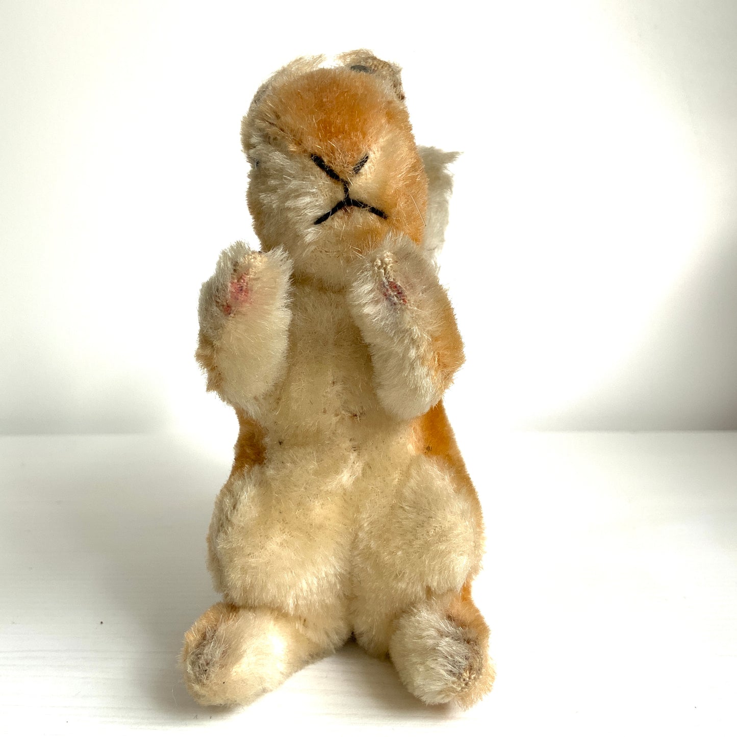 An adorable Steiff squirrel with a sweet, expressive face. とっても愛らしい表情の、シュタイフのリスのぬいぐるみ。 