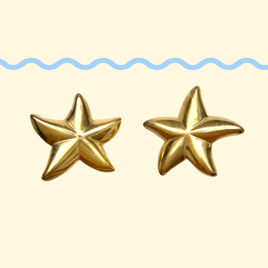 Vintage starfish motif clip-on earrings from the 1980s. 1980年代のヒトデモチーフのヴィンテージクリップイヤリング。