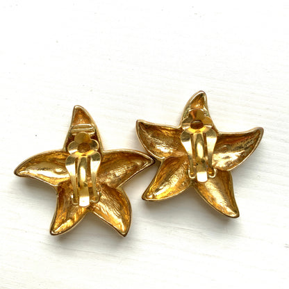 Vintage starfish motif clip-on earrings from the 1980s. 1980年代のヒトデモチーフのヴィンテージクリップイヤリング。