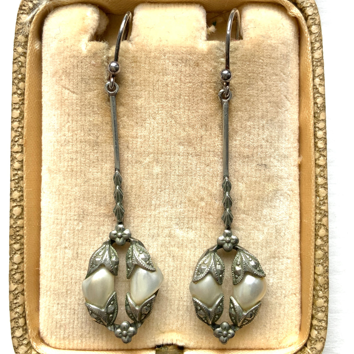 VINTAGE ART DECO Blister Pearl Drop Earrings｜ヴィンテージ 