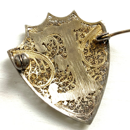 VINTAGE Silver Shield Initial "E" Brooch｜ヴィンテージ　シルバー　盾　”E: ブローチ