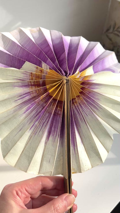 VINTAGE 1920s Linen Pansy Cockade Fan