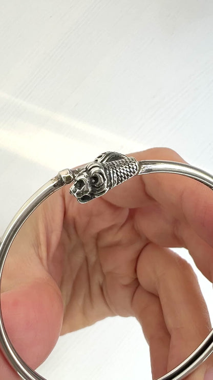 ANTIQUE Lion Silver Bangle