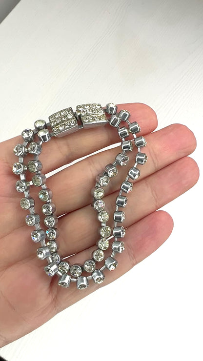 VINTAGE 1950's Rhinestone Double Strands Bracelet