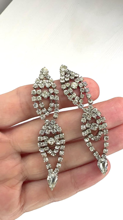 VINTAGE Rhinestone Drop Pierced Earrings