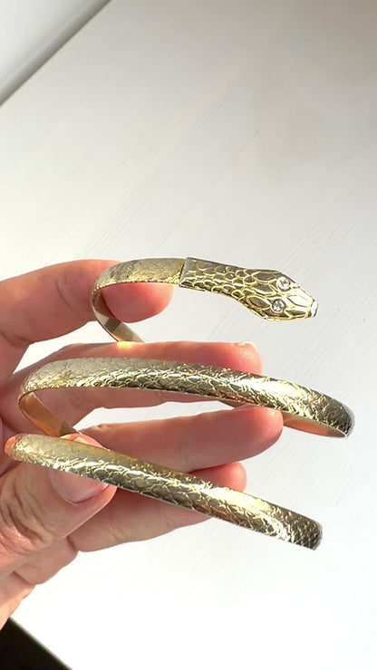 VINTAGE Gold Tone Snake Coiled Bangle